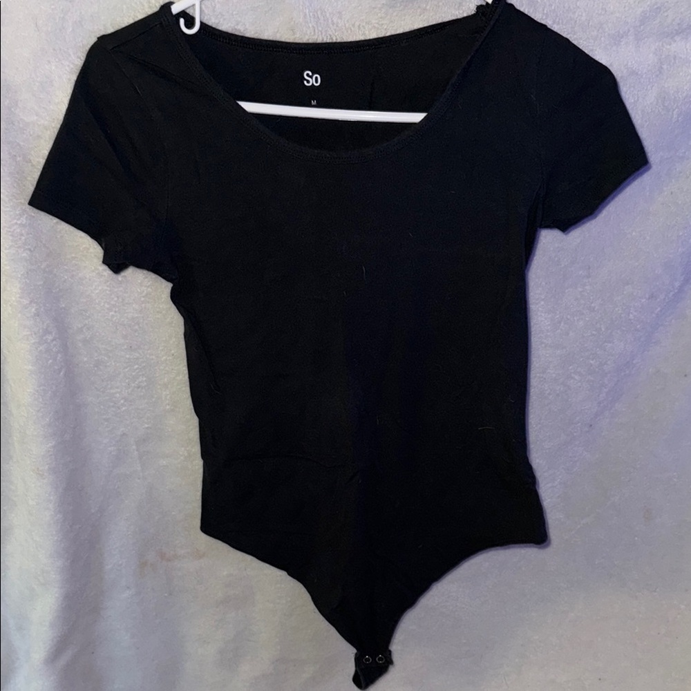 So Women's Black Bodysuit Top